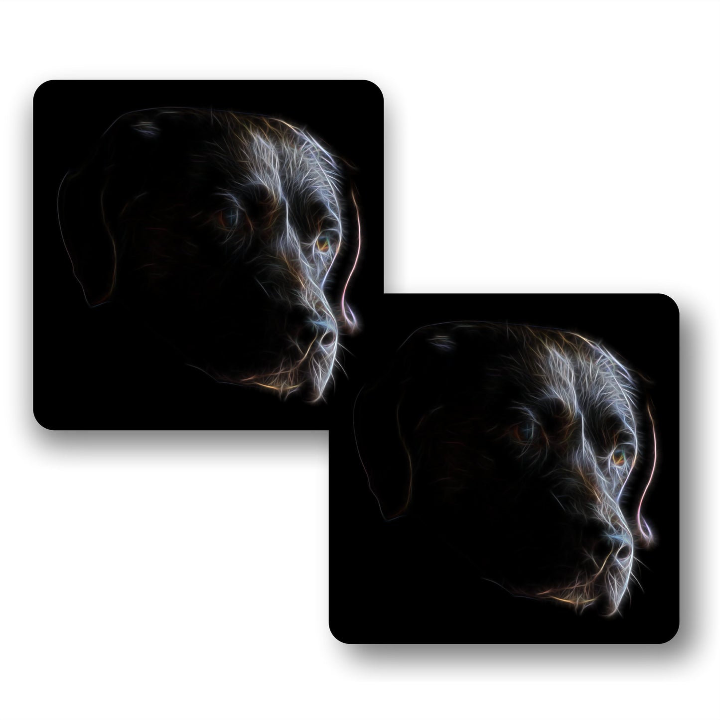 Chocolate Labrador Coasters, Set of 2, with Stunning Fractal Art Design, Dog Owner Gift