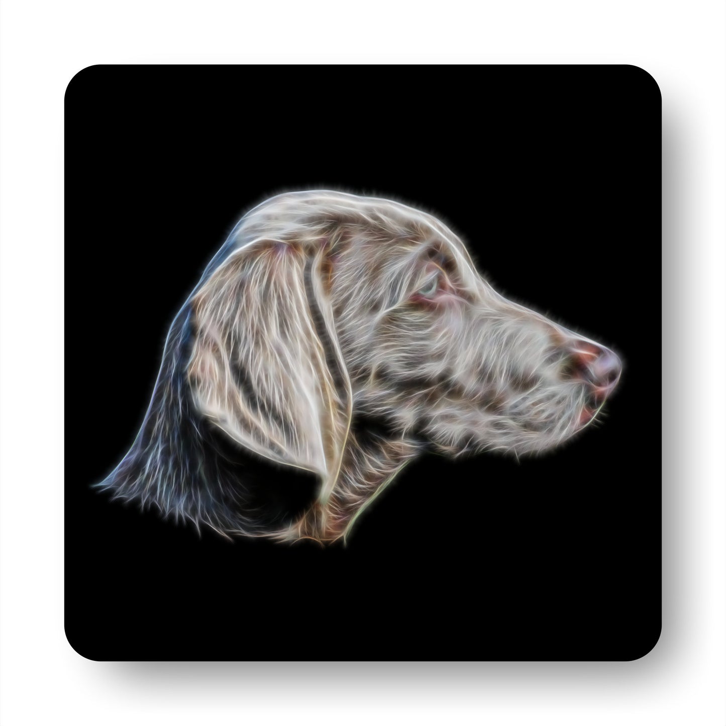 Weimaraner Coasters, Set of 2, with Fractal Art Design.