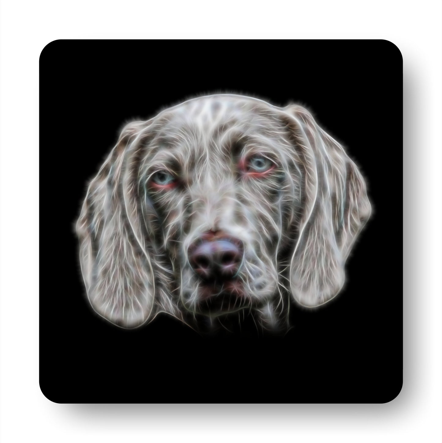 Weimaraner Coasters, Set of 2, with Fractal Art Design.