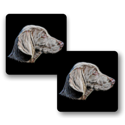 Weimaraner Coasters, Set of 2, with Fractal Art Design.