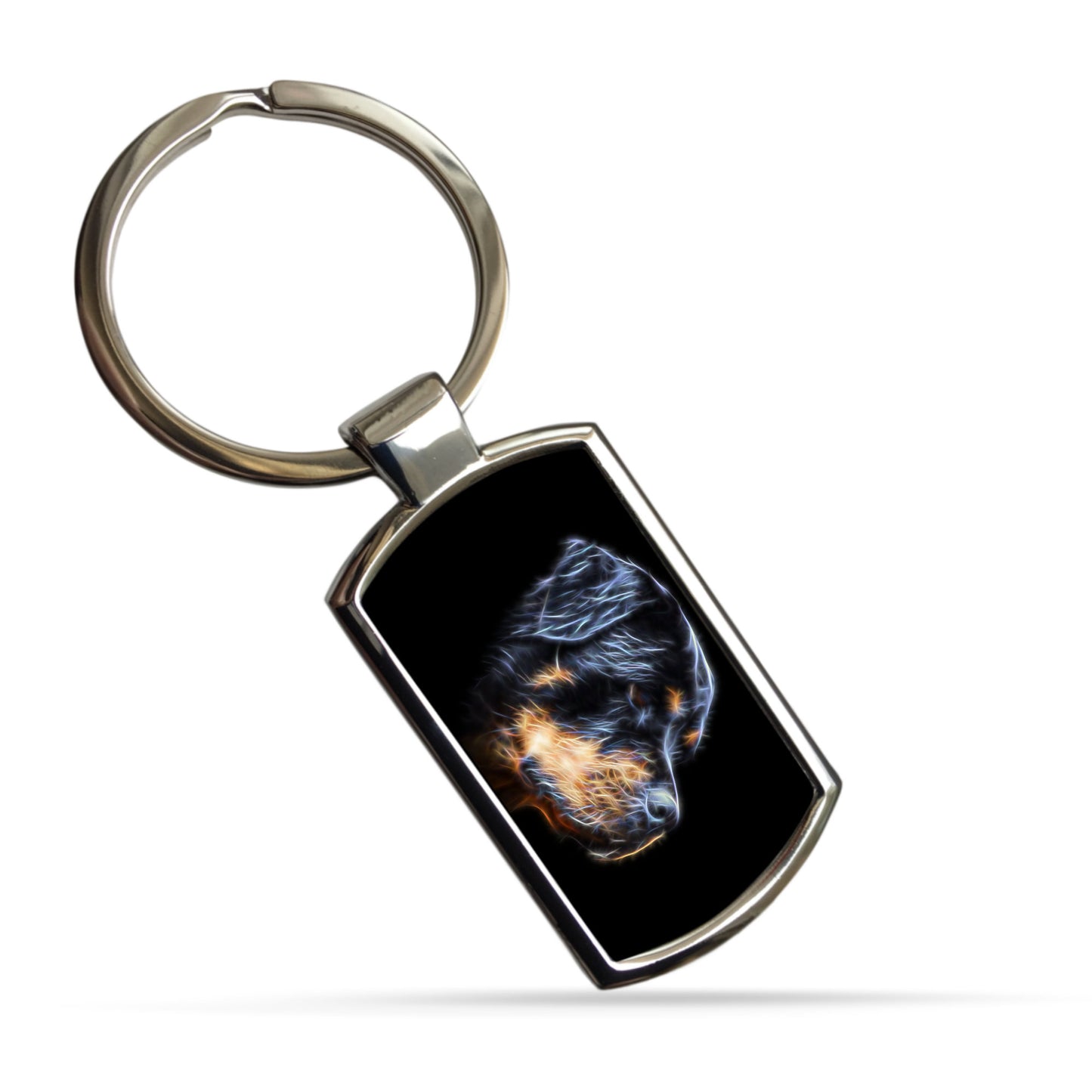 Rottweiler Dog Keychain with Stunning Fractal Art Design