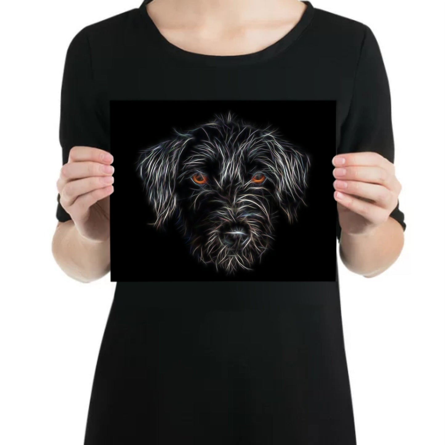Black Jackapoo Print with Stunning Fractal Art Design. Various Sizes Available