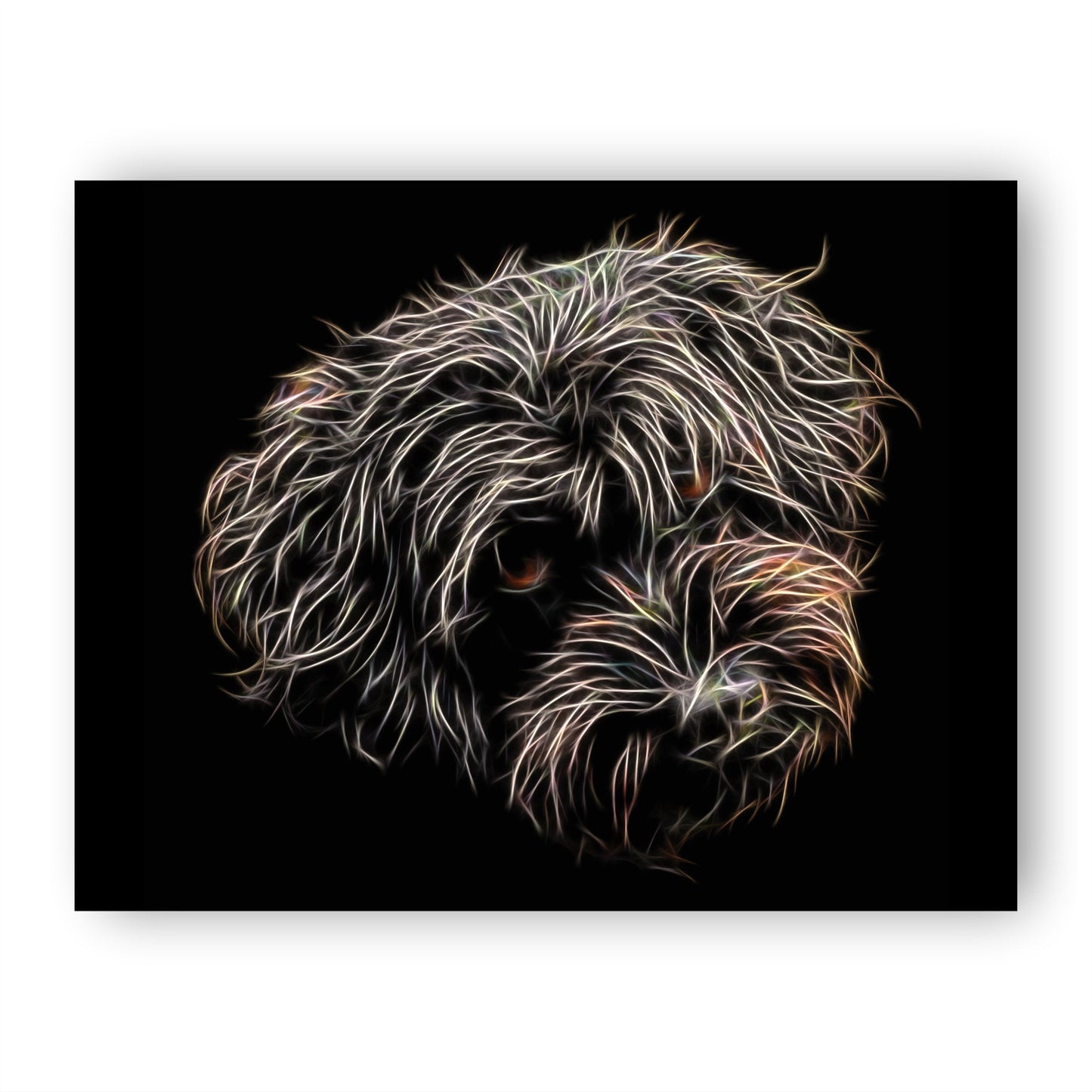 Black Labradoodle Print with Stunning Fractal Art Design.