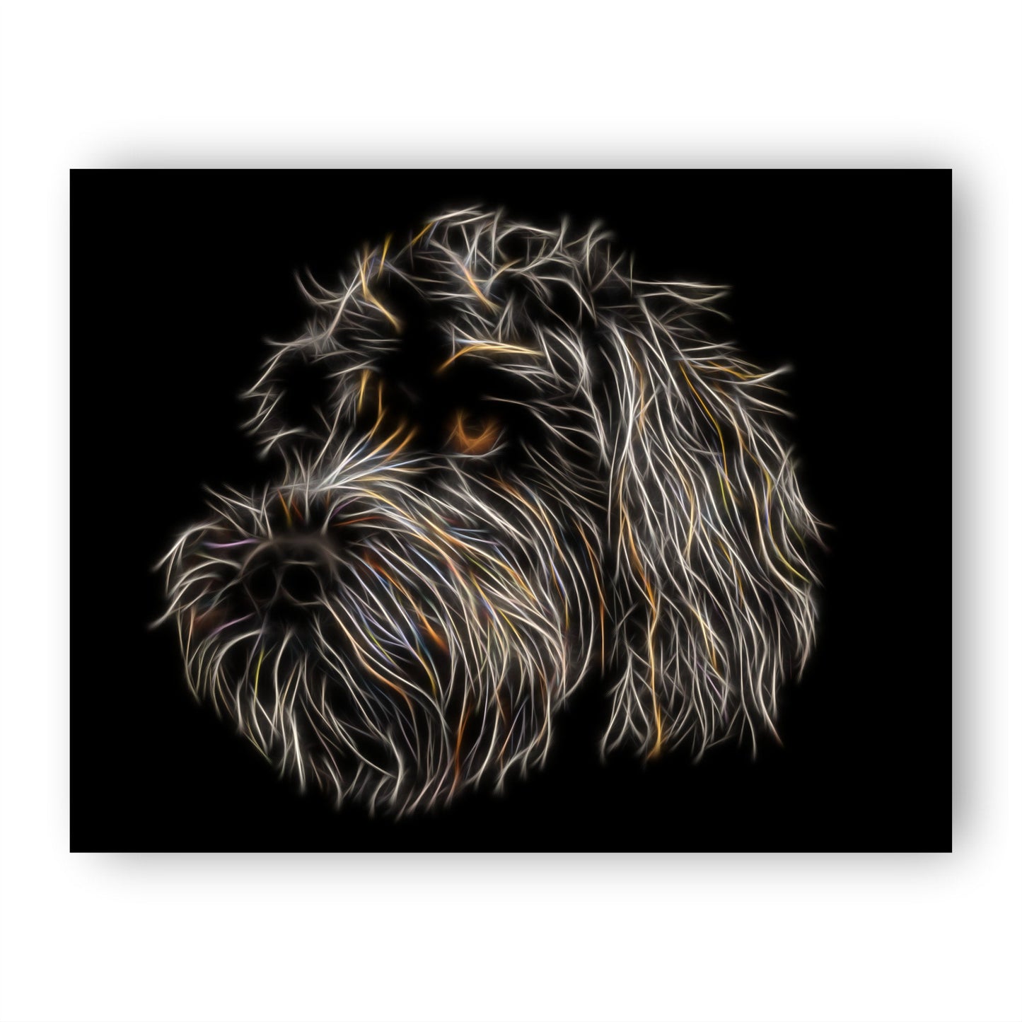 Black Labradoodle Print with Stunning Fractal Art Design.