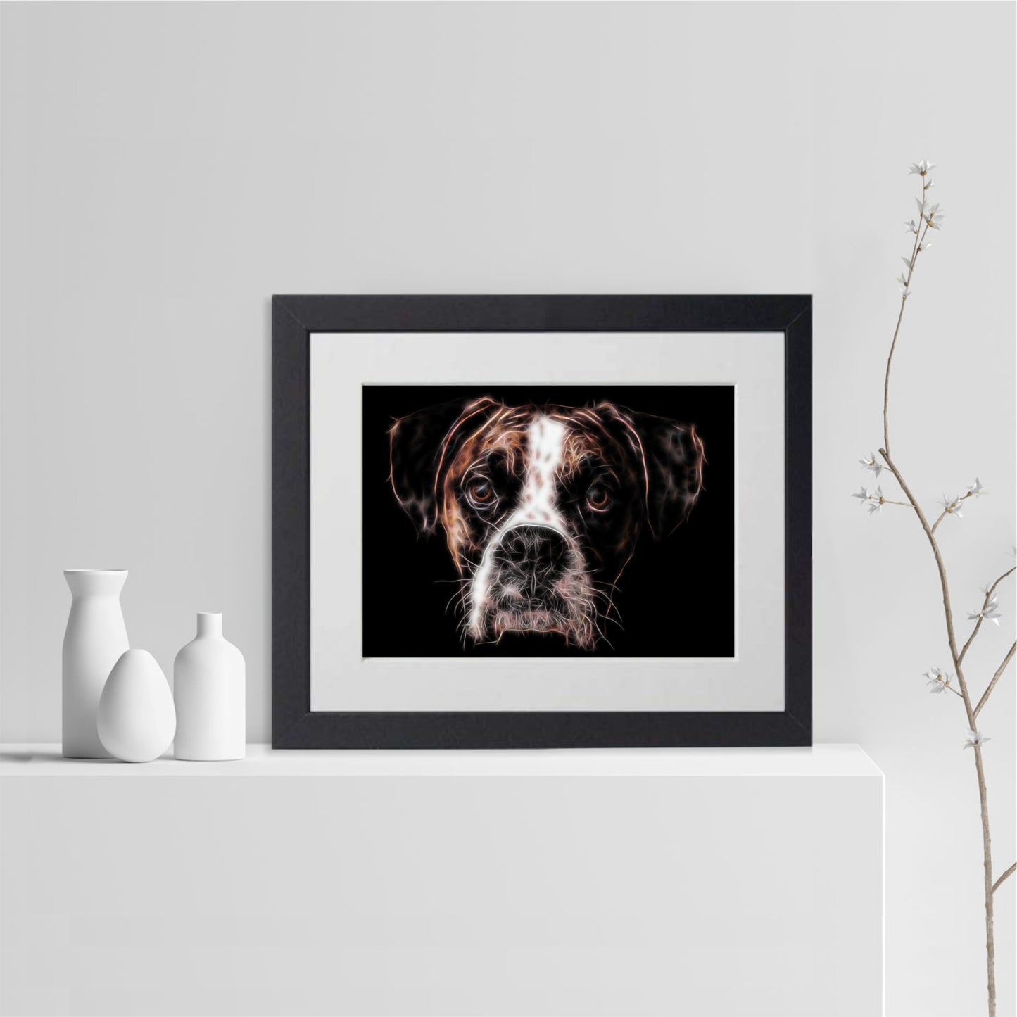 Boxer Dog Print with Stunning Fractal Art Design. Various Sizes Available