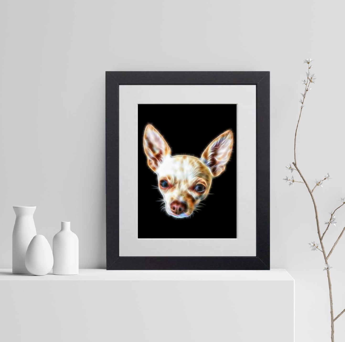 Cream Chihuahua Print with Stunning Fractal Art Design. Various Sizes Available