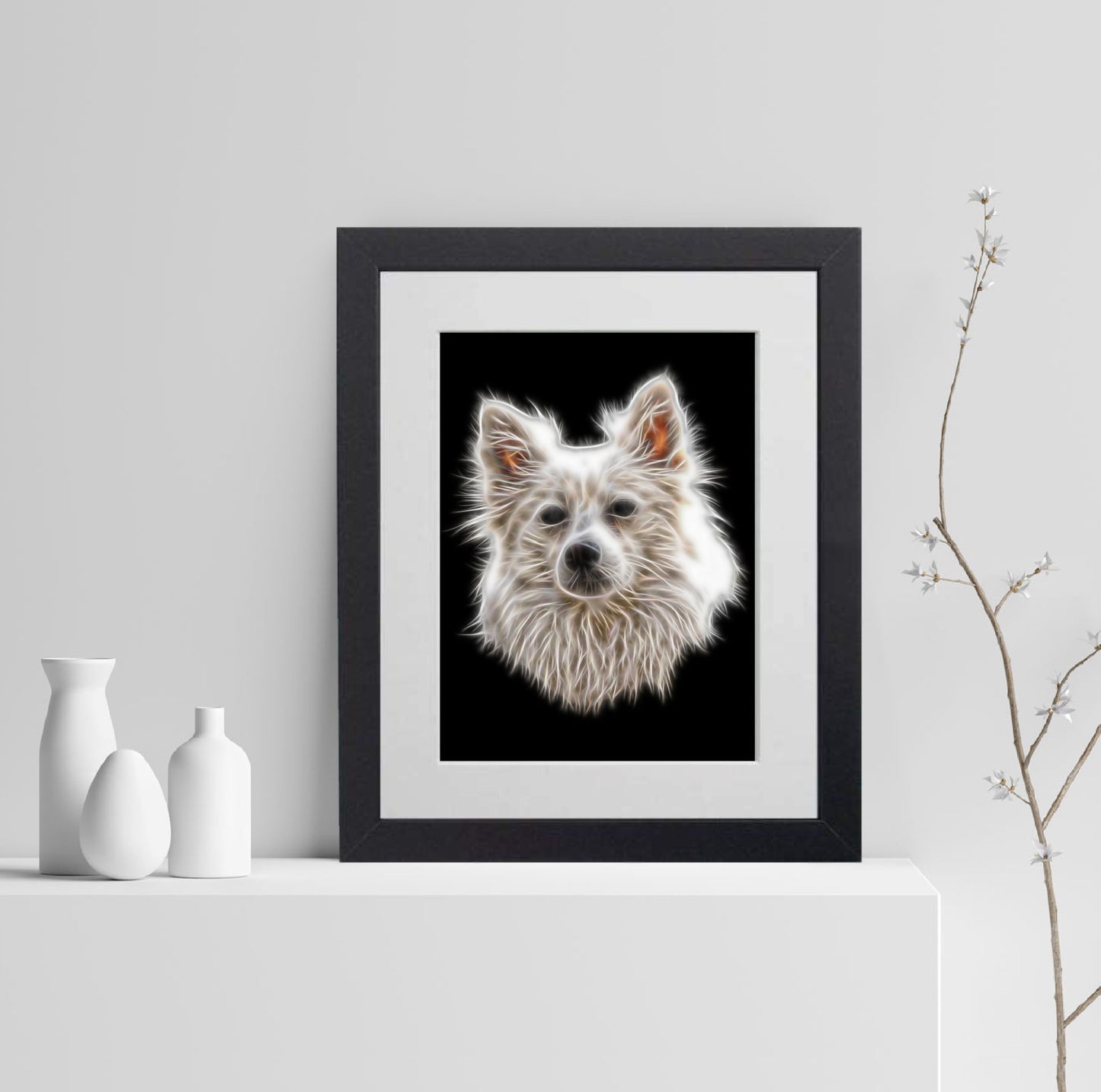 German Spitz Print with Stunning Fractal Art Design. Various Sizes Available