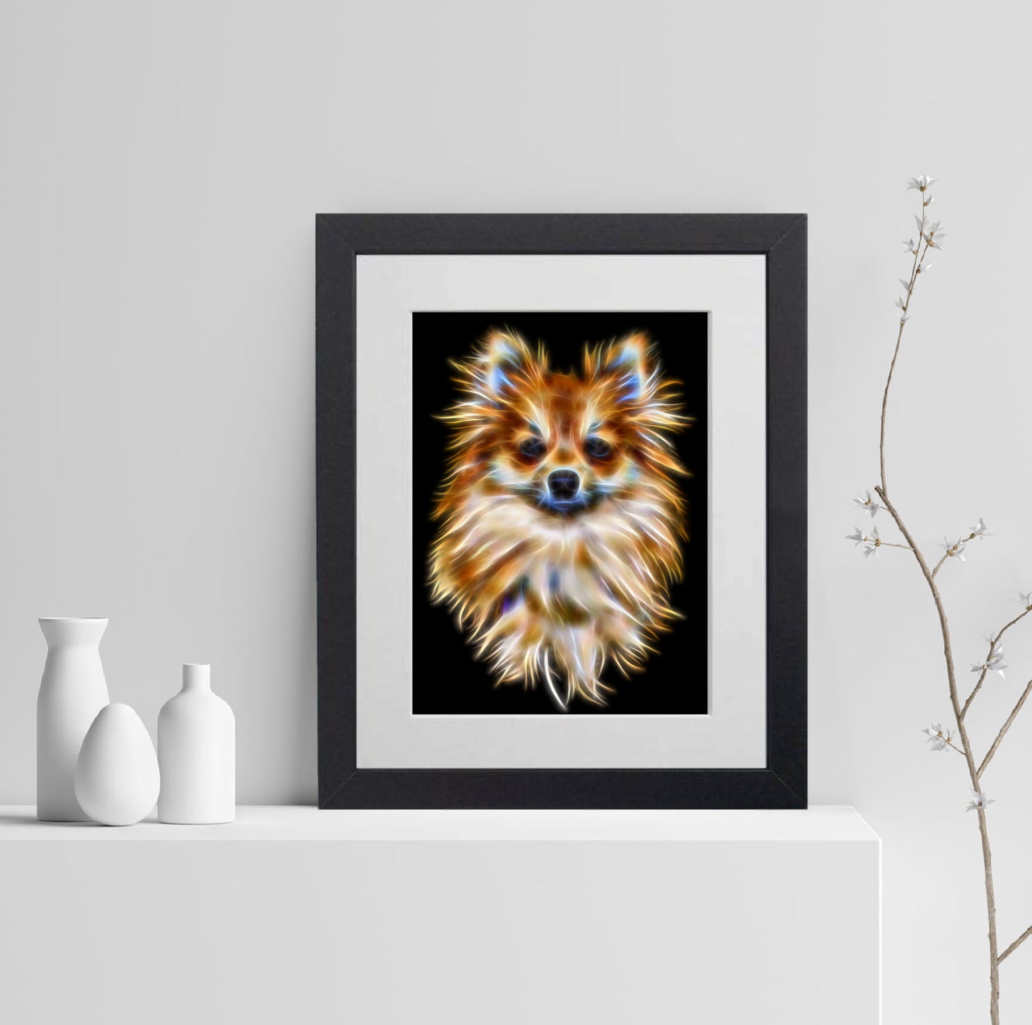 Pomeranian Print with Stunning Fractal Art Design. Various Sizes Available