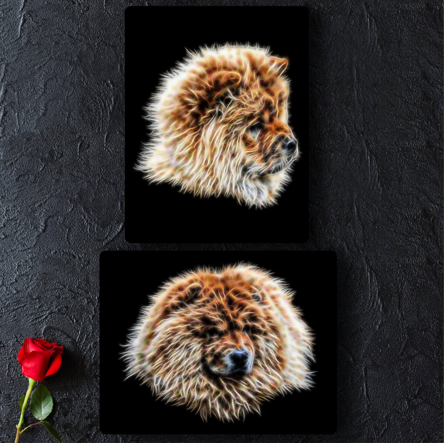 Red Chow Chow Metal Wall Plaque with Stunning Fractal Art Design, Perfect Chow Chow Owner Gift.