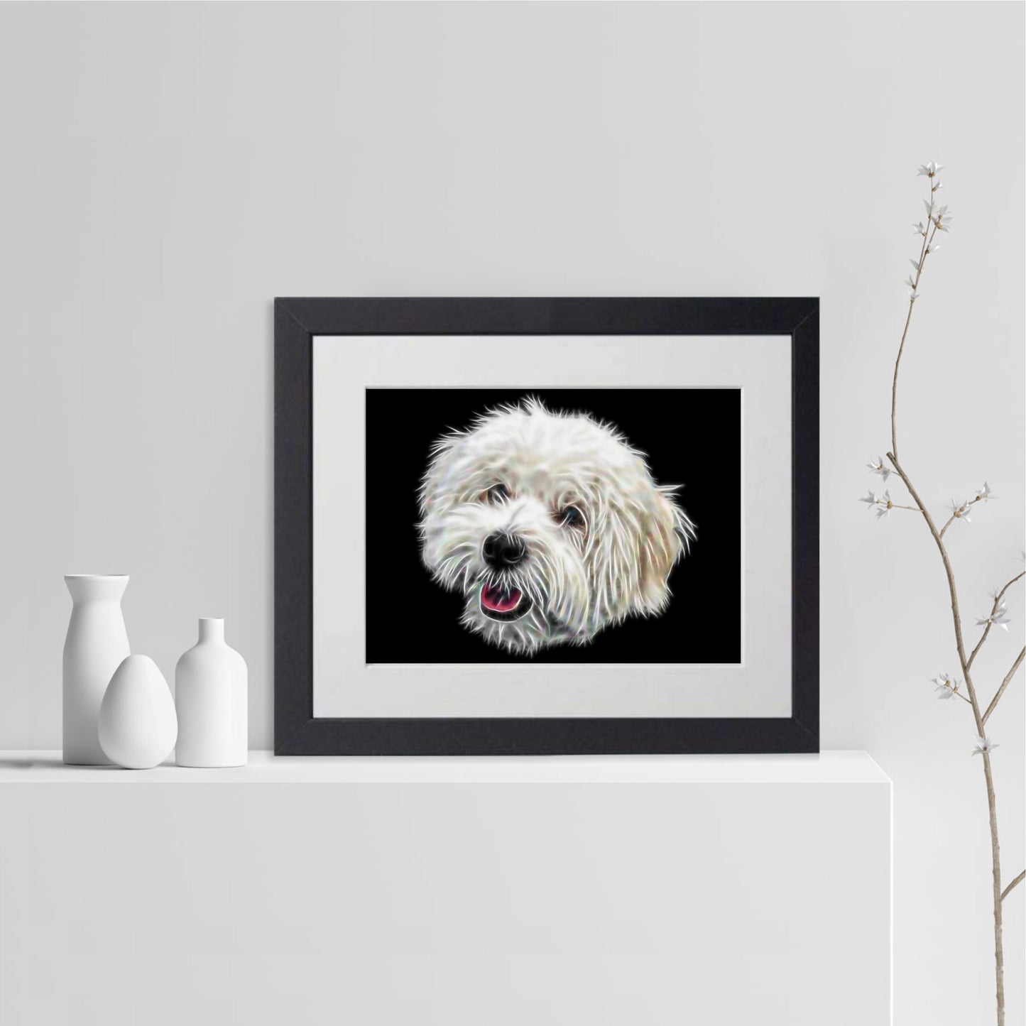 Coton De Tulear Print with Stunning Fractal Art Design. Various Sizes Available