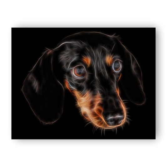 Black and Tan Dachshund Print with Stunning Fractal Art Design. Various Sizes Available