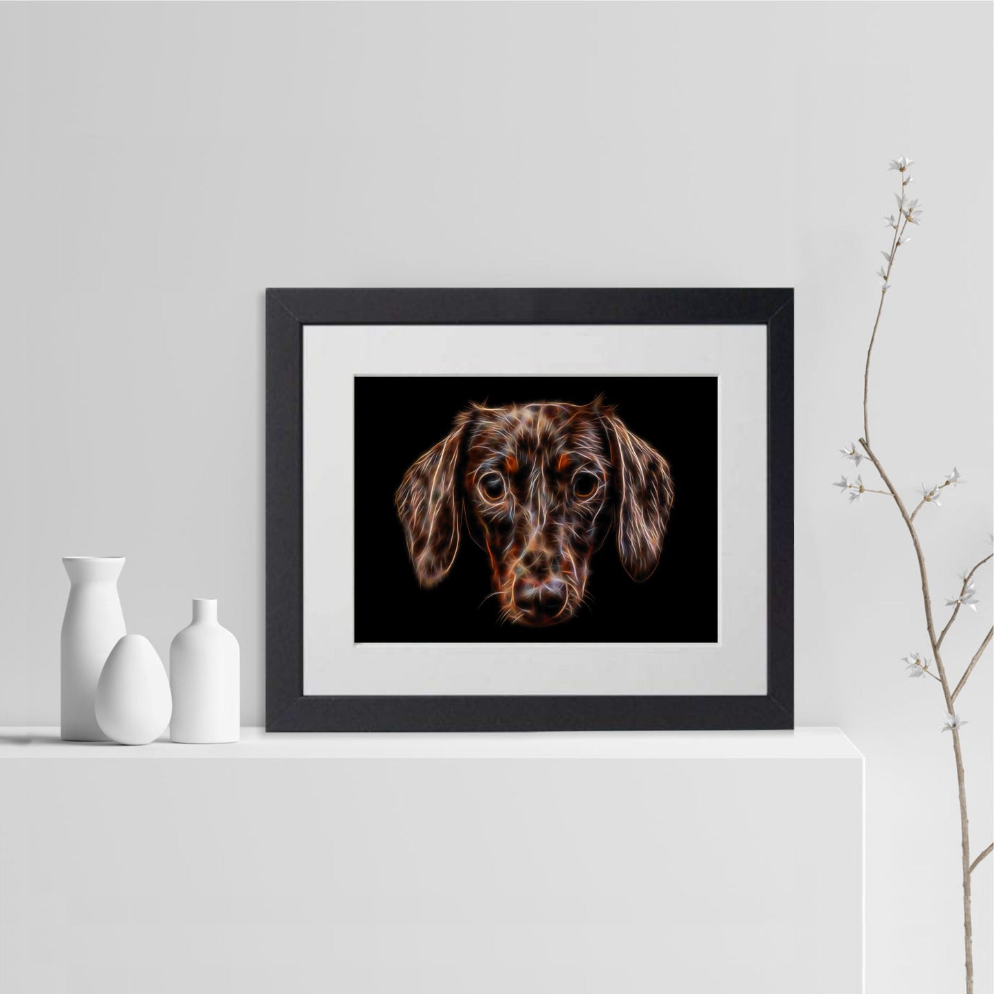 Chocolate Dachshund Print with Stunning Fractal Art Design. Various Sizes Available