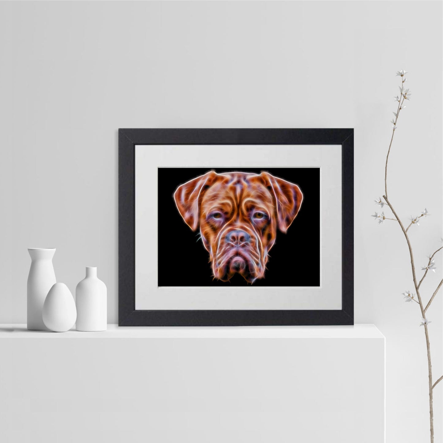 Dogue De Bordeaux Print with Stunning Fractal Art Design. Various Sizes Available