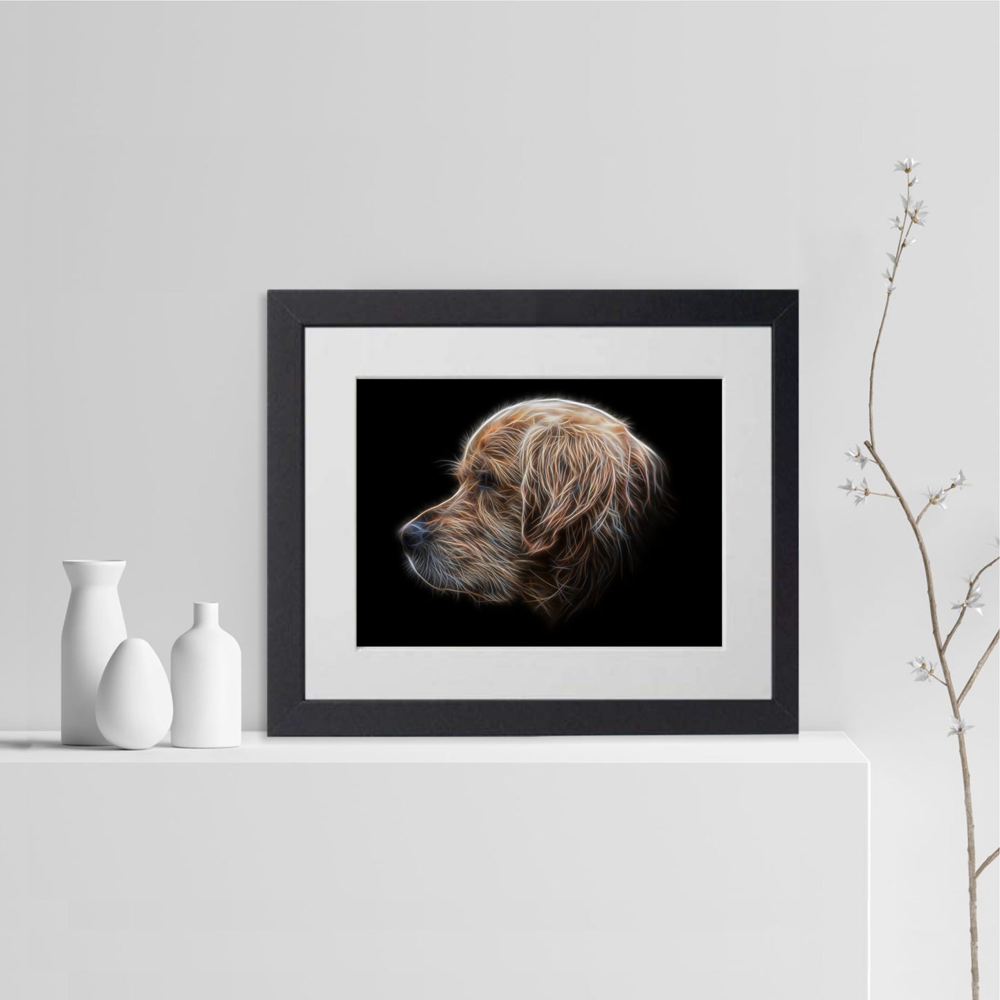 Golden Retriever Print with Stunning Fractal Art Design. Various Sizes Available