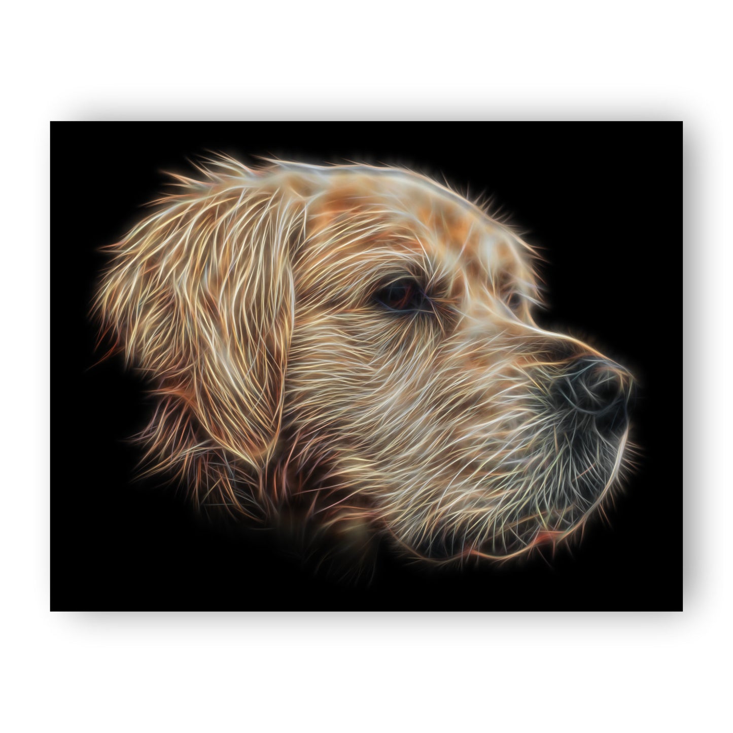 Golden Retriever Print with Stunning Fractal Art Design. Various Sizes Available