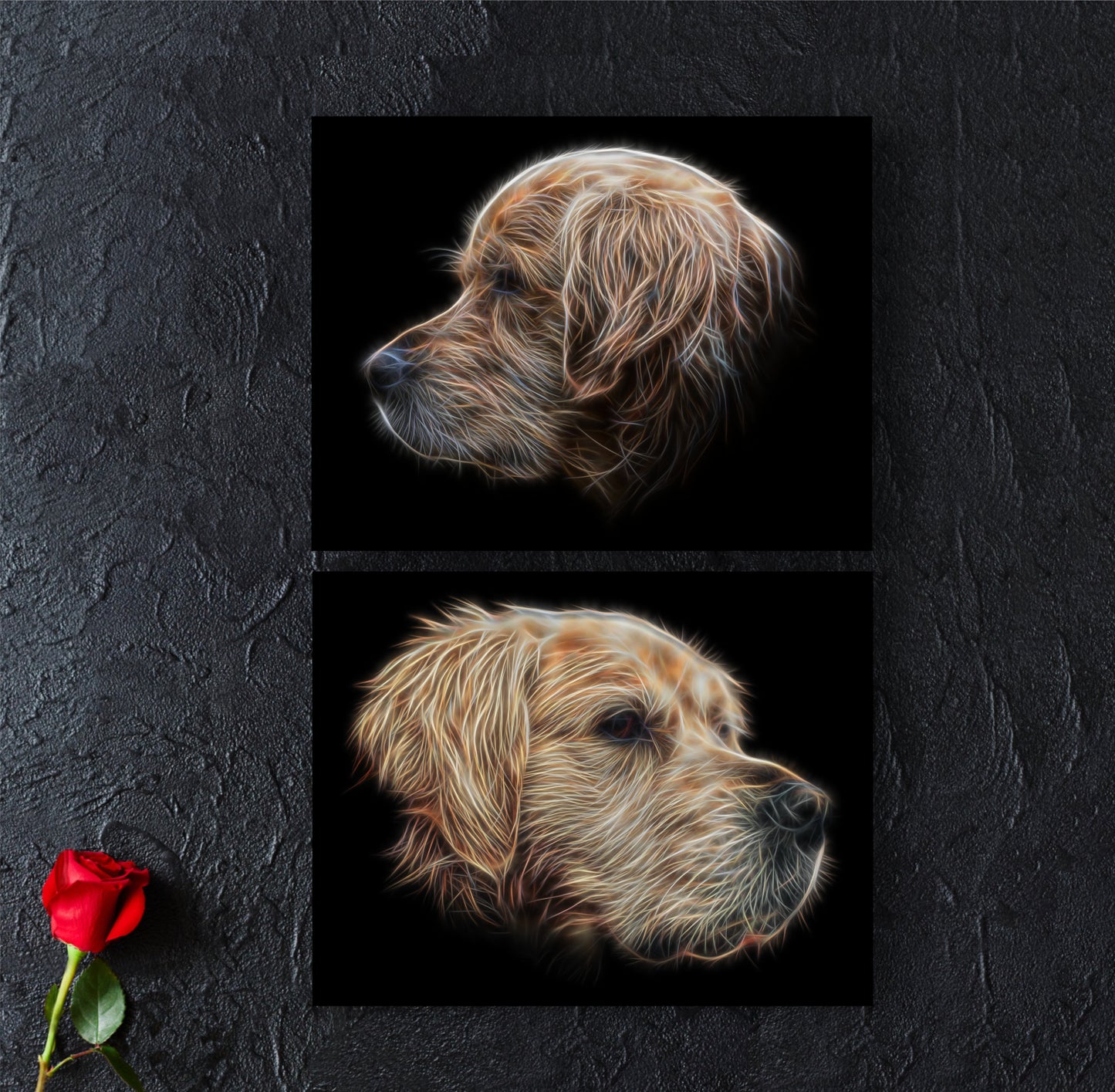 Golden Retriever Print with Stunning Fractal Art Design. Various Sizes Available