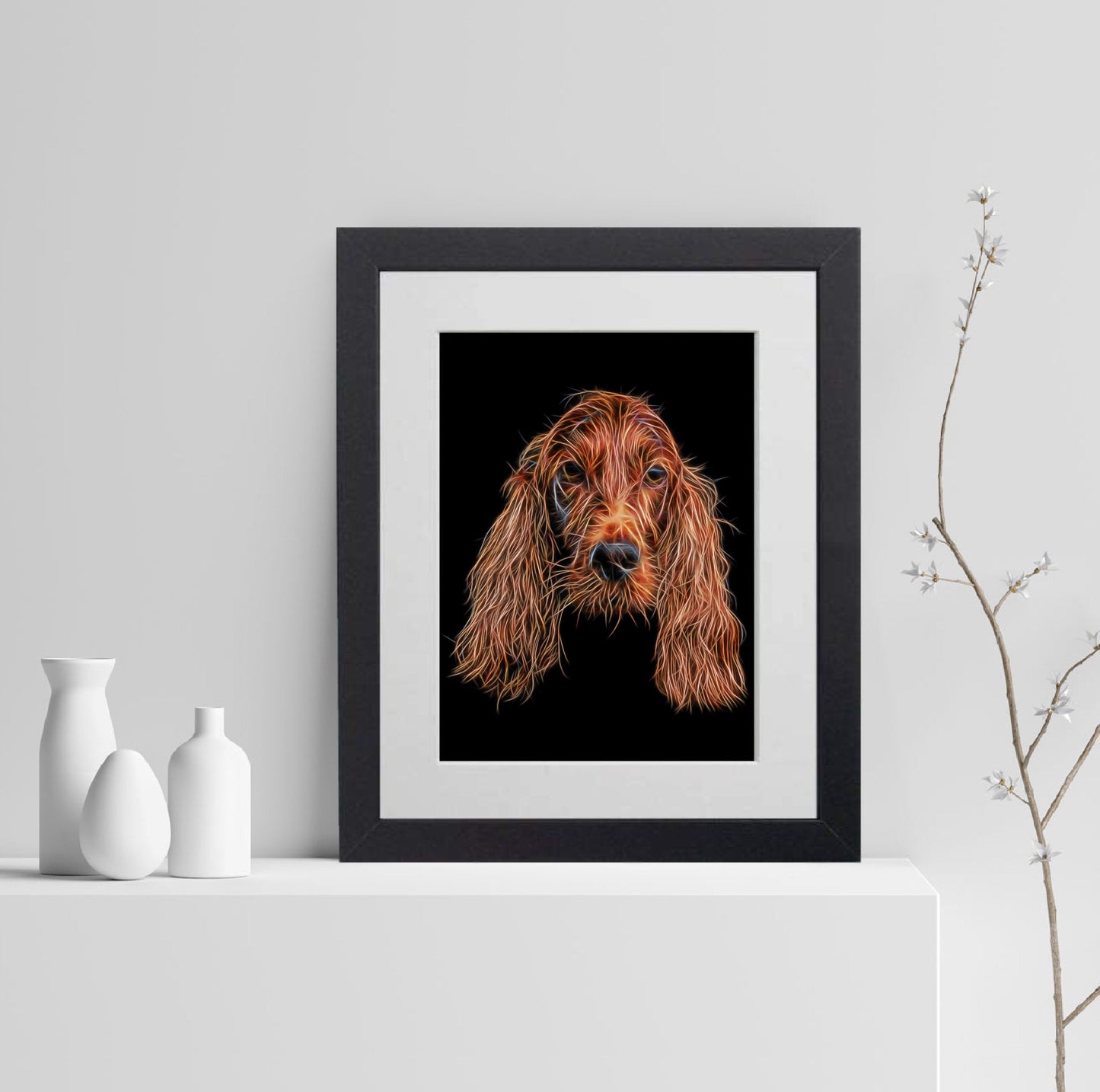 Irish Setter Print with Stunning Fractal Art Design. Various Sizes Available