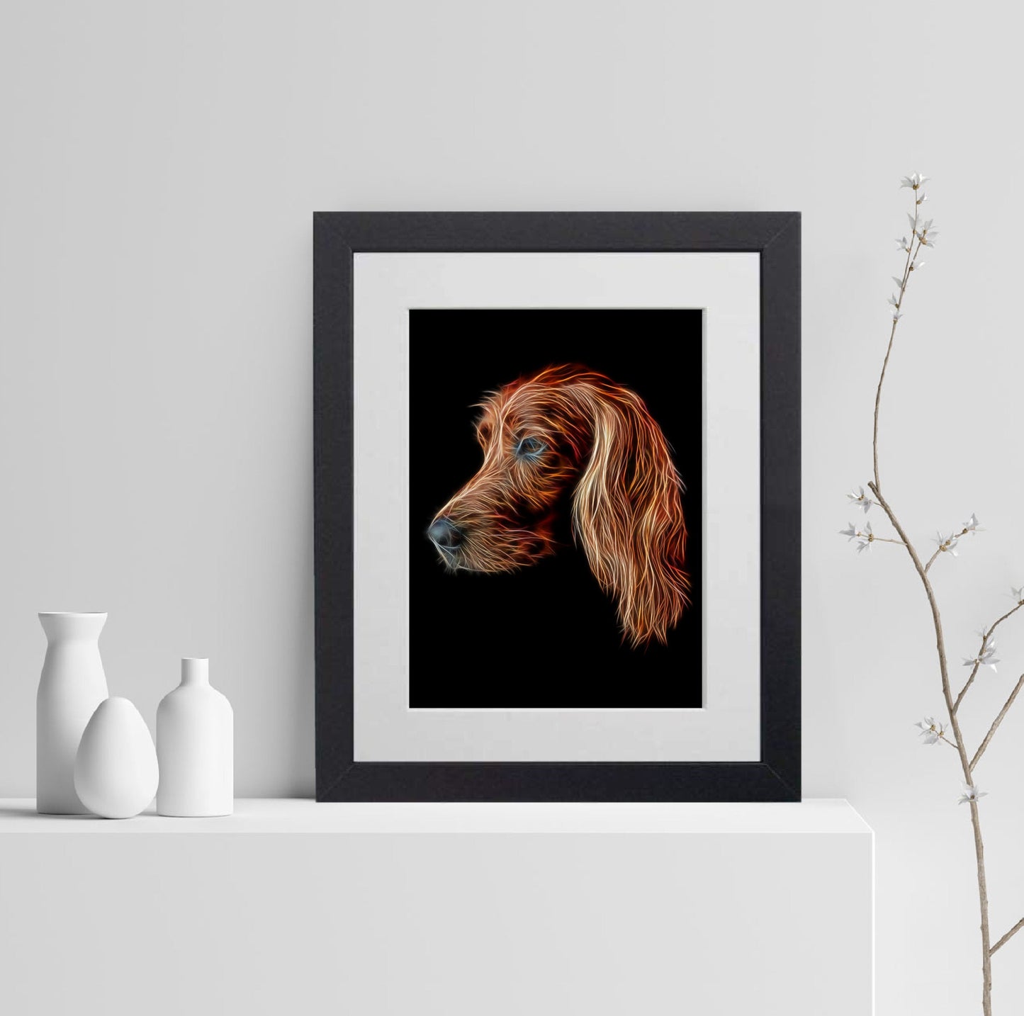 Irish Setter Print with Stunning Fractal Art Design. Various Sizes Available