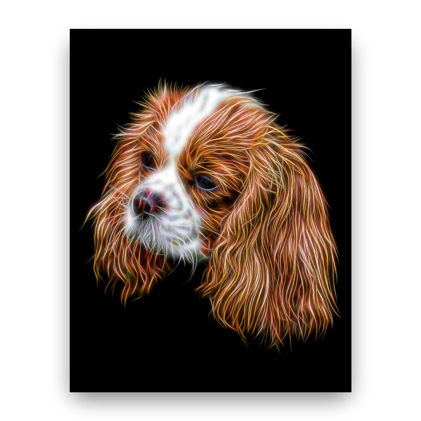 Blenheim King Charles Spaniel Print with Stunning Fractal Art Design. Various Sizes Available