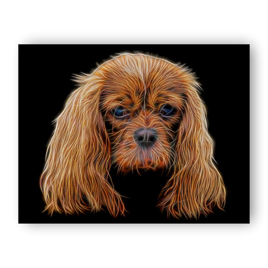 Ruby King Charles Spaniel Print with Stunning Fractal Art Design. Various Sizes Available