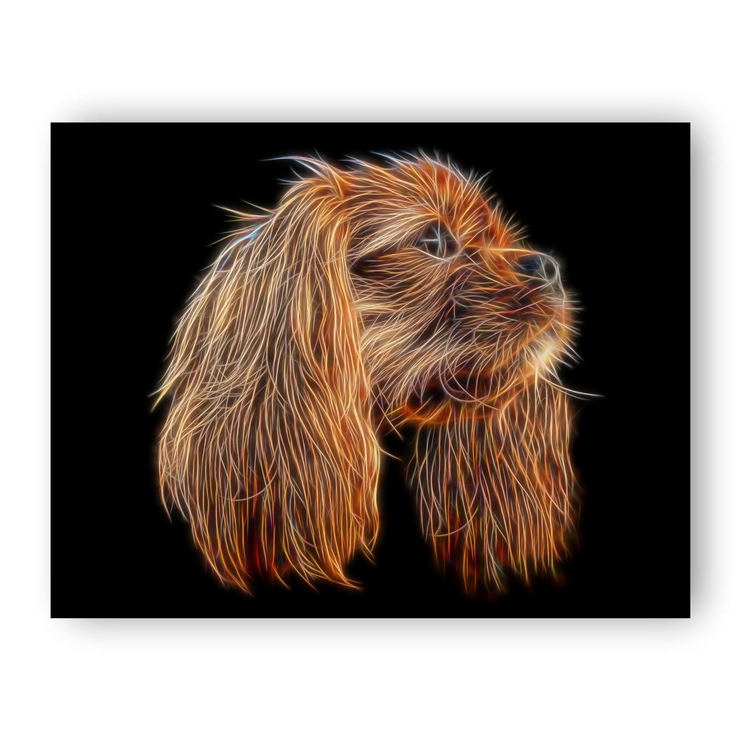 Ruby King Charles Spaniel Print with Stunning Fractal Art Design. Various Sizes Available