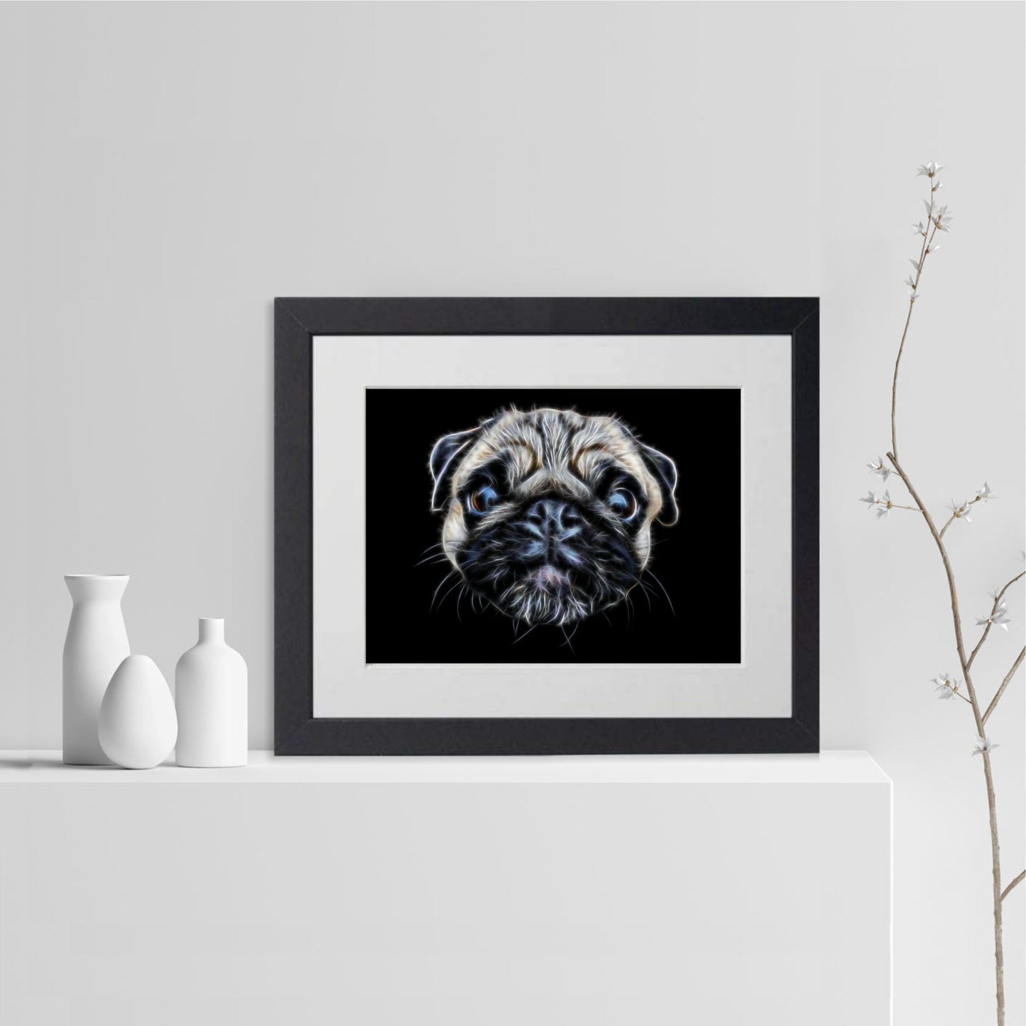 Pug Print with Stunning Fractal Art Design. Various Sizes Available