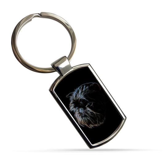 Affenpinscher Keychain with Stunning Fractal Art Design.