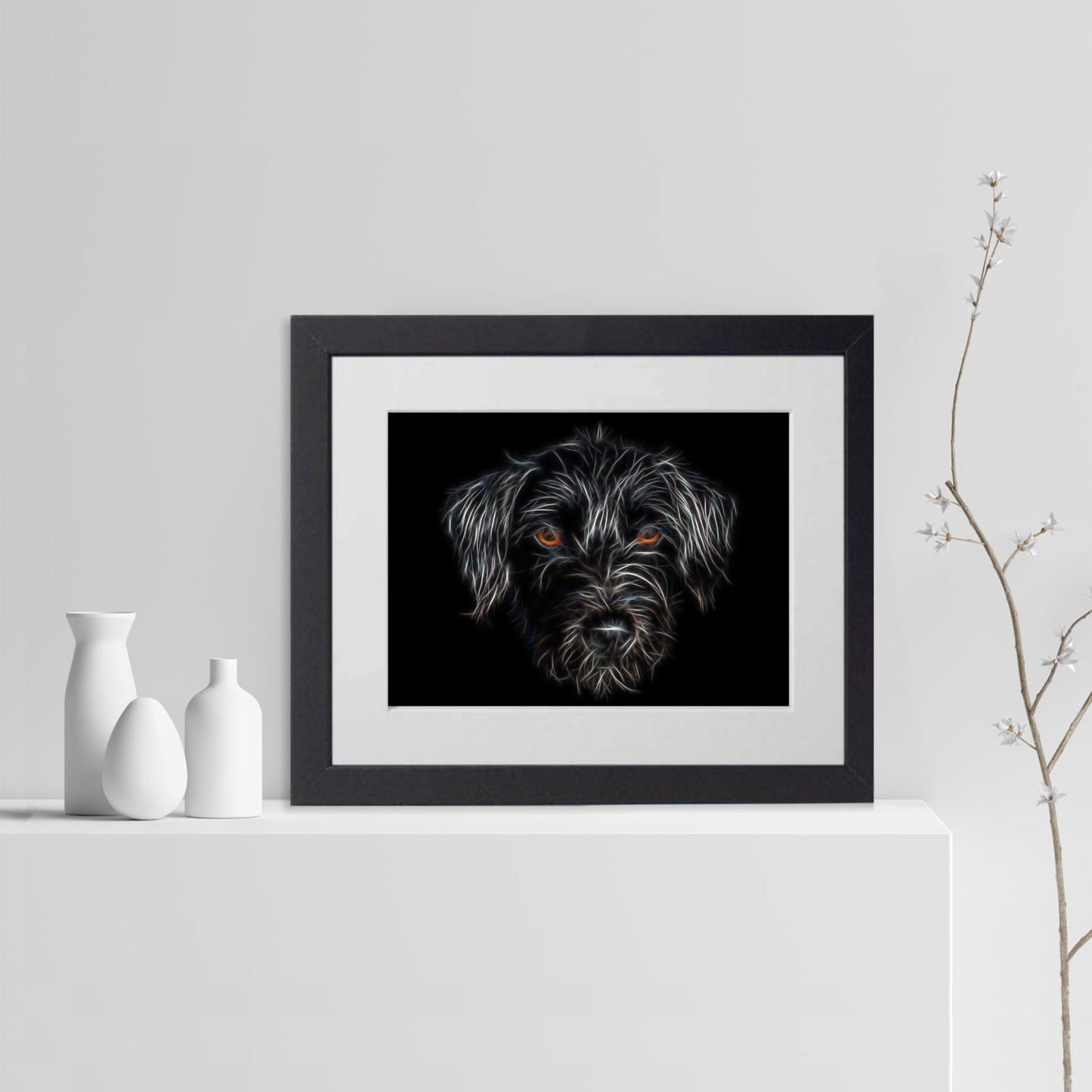 Black Jackapoo Print with Stunning Fractal Art Design. Various Sizes Available