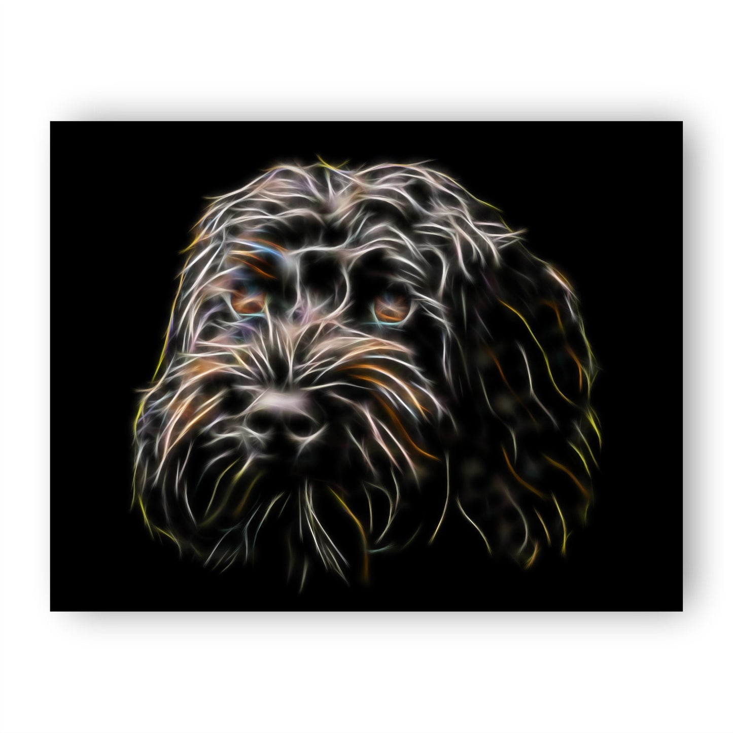 Black Labradoodle Print with Stunning Fractal Art Design.