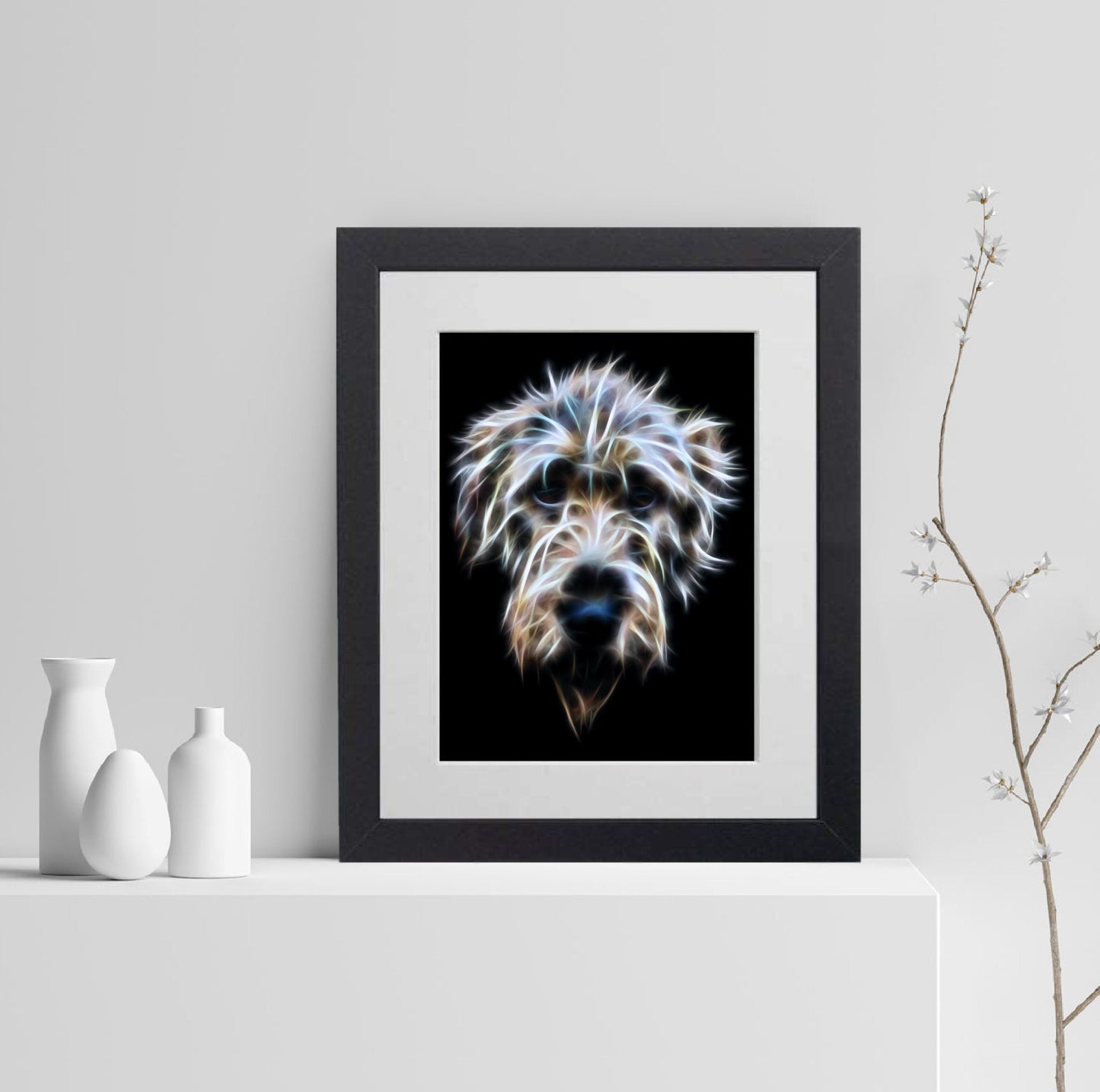 Irish Wolfhound Print with Stunning Fractal Art Design. Various Sizes Available