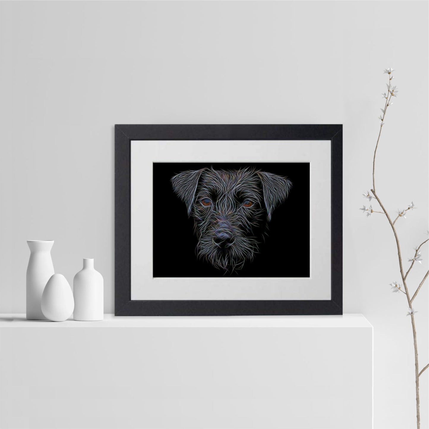 Patterdale Terrier Print with Stunning Fractal Art Design. Various Sizes Available