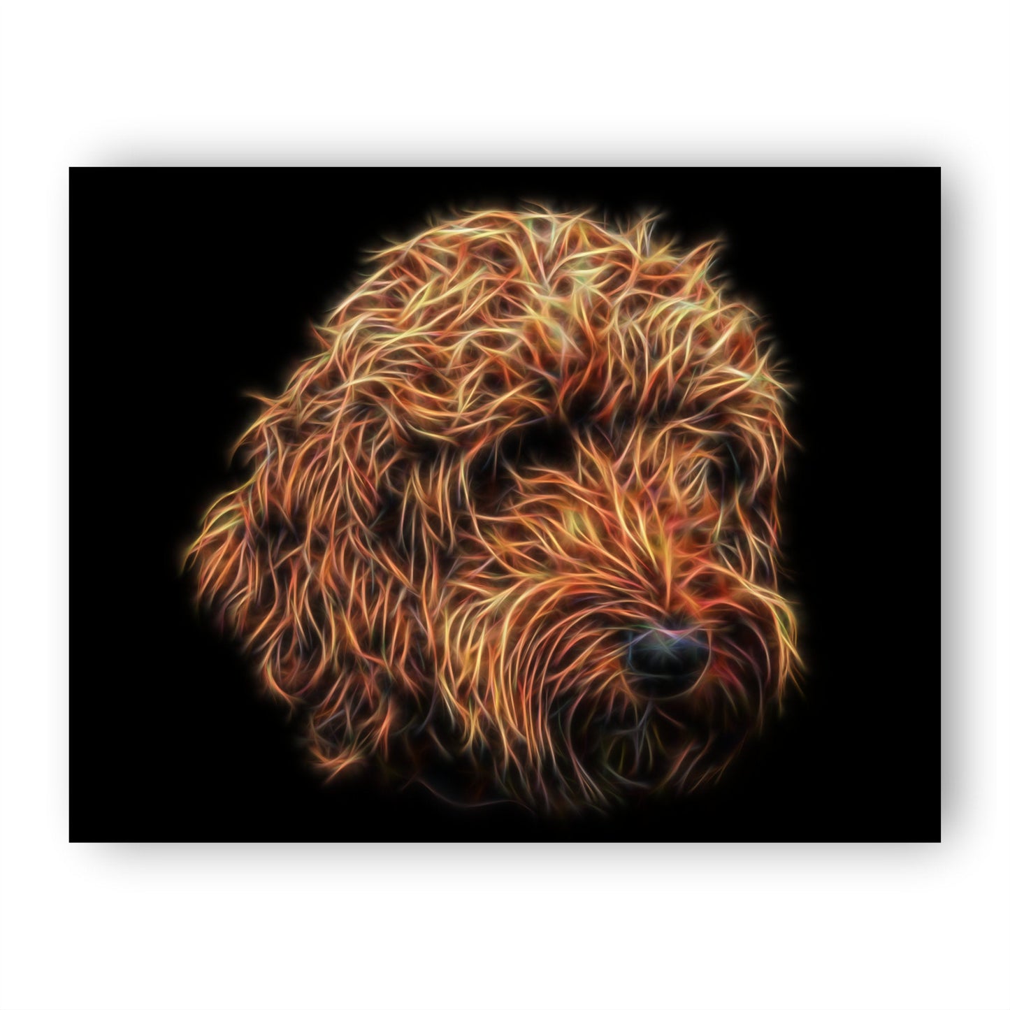 Red Labradoodle Print with Stunning Fractal Art Design.