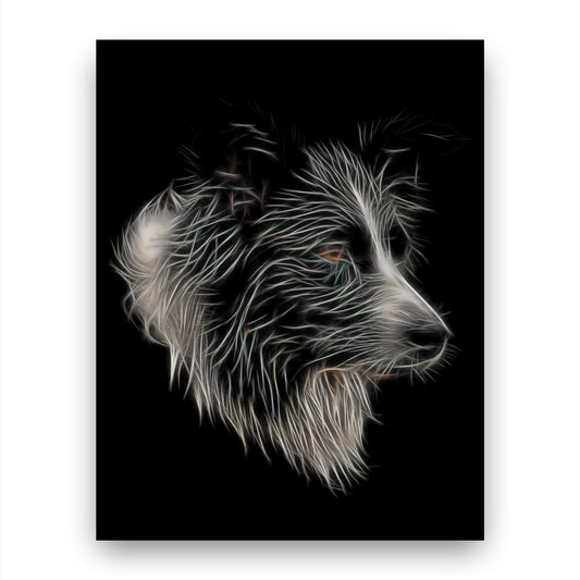 Border Collie Print with Stunning Fractal Art Design. Various Sizes Available
