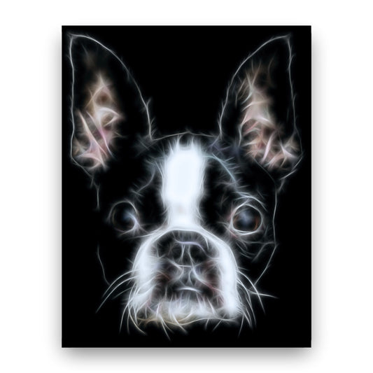 Boston Terrier Print with Stunning Fractal Art Design. Various Sizes Available