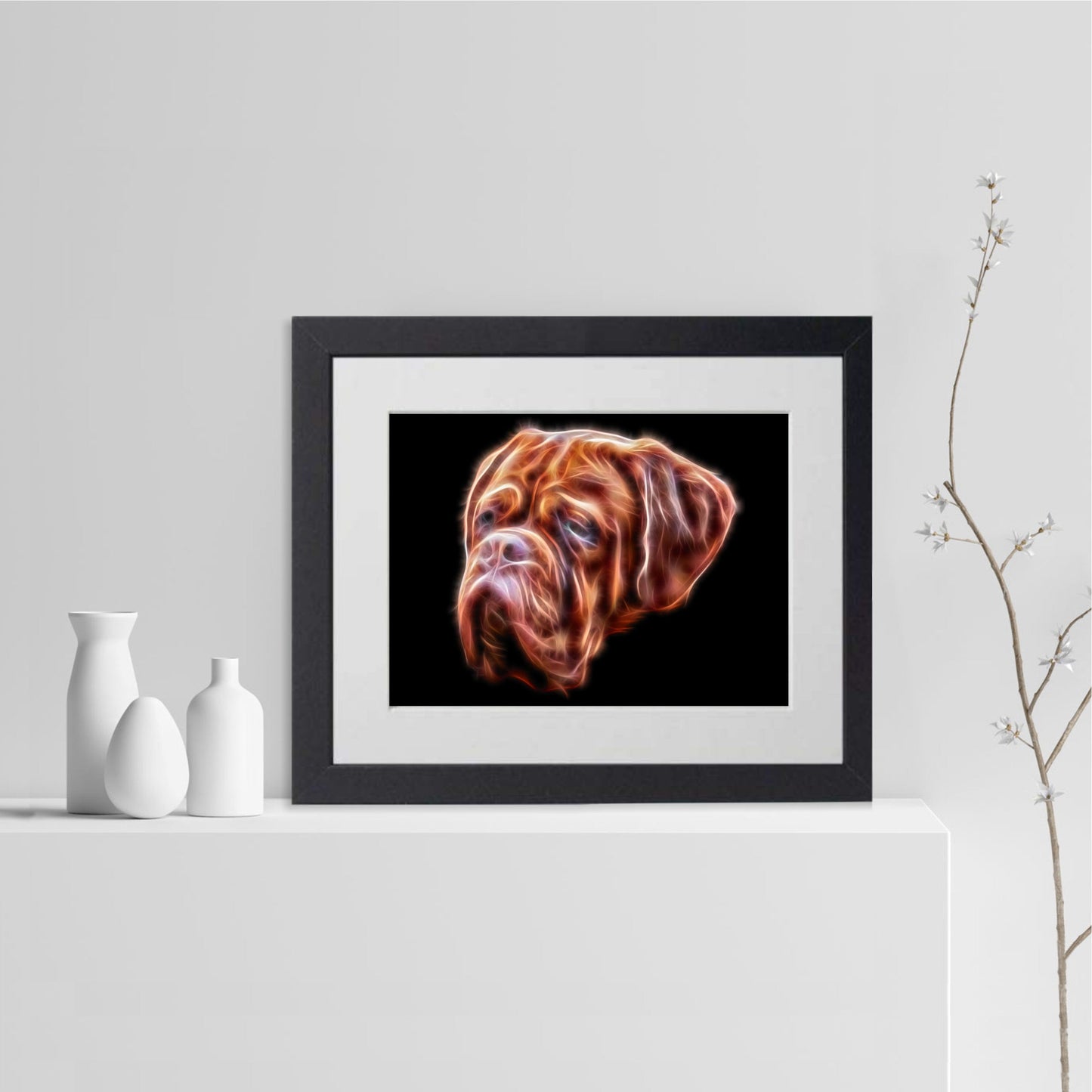 Dogue De Bordeaux Print with Stunning Fractal Art Design. Various Sizes Available
