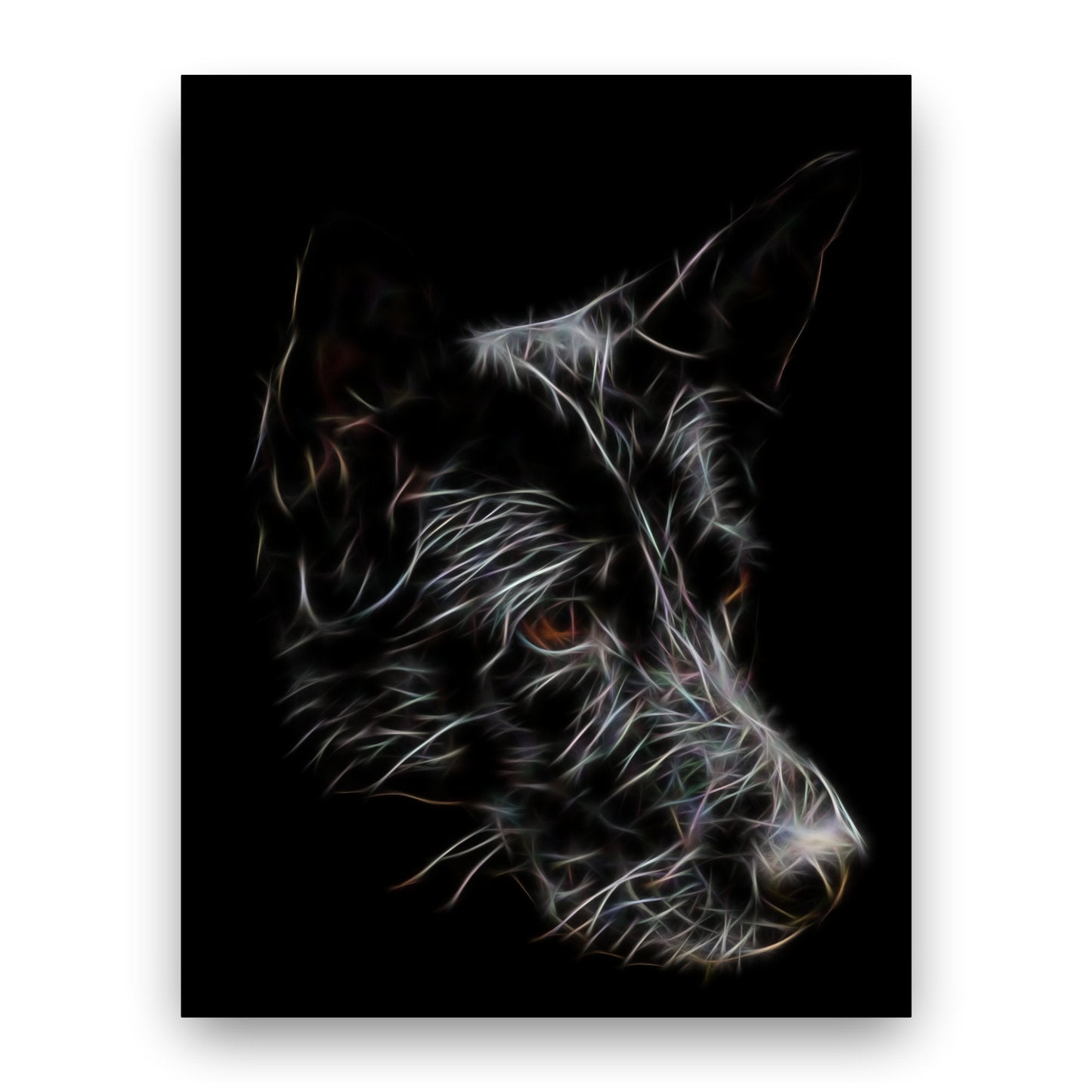 Black German Shepherd Print with Stunning Fractal Art Design. Various Sizes Available