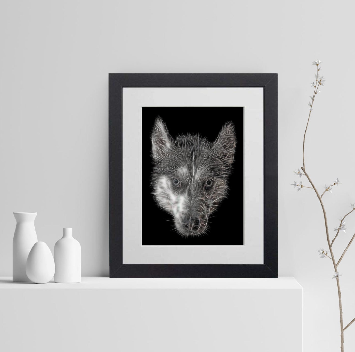 Siberian Husky Print with Stunning Fractal Art Design. Various Sizes Available