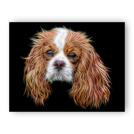 Blenheim King Charles Spaniel Print with Stunning Fractal Art Design. Various Sizes Available