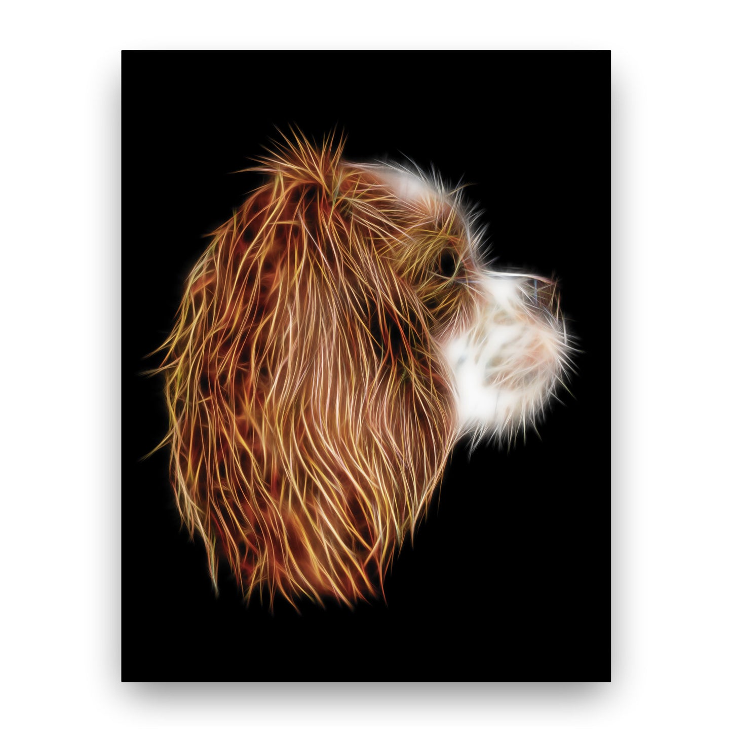 Blenheim King Charles Spaniel Print with Stunning Fractal Art Design. Various Sizes Available