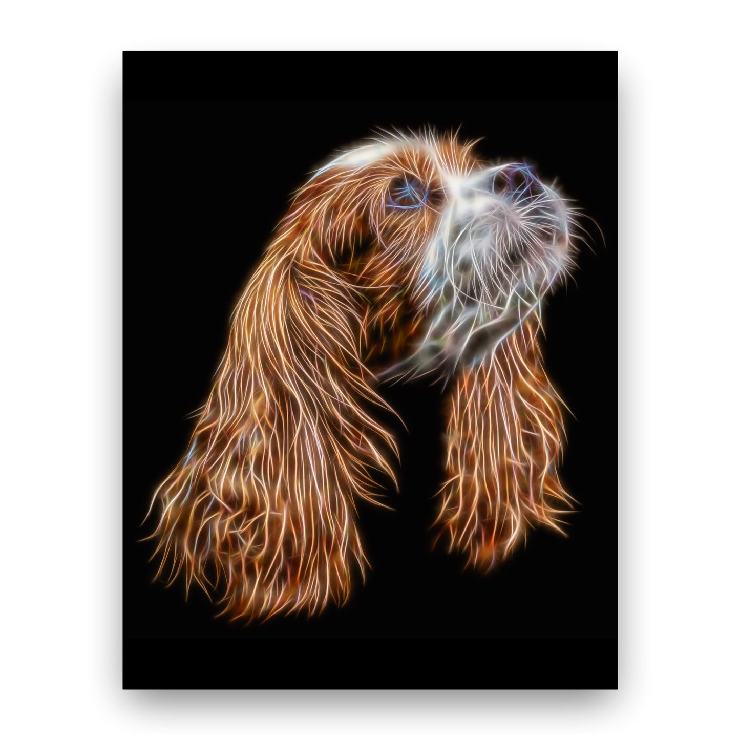 Blenheim King Charles Spaniel Print with Stunning Fractal Art Design. Various Sizes Available