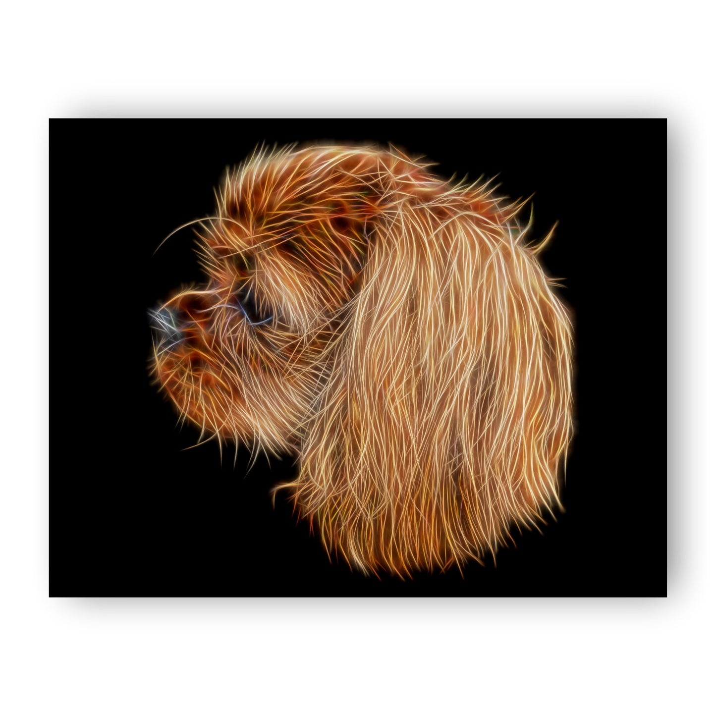 Ruby King Charles Spaniel Print with Stunning Fractal Art Design. Various Sizes Available