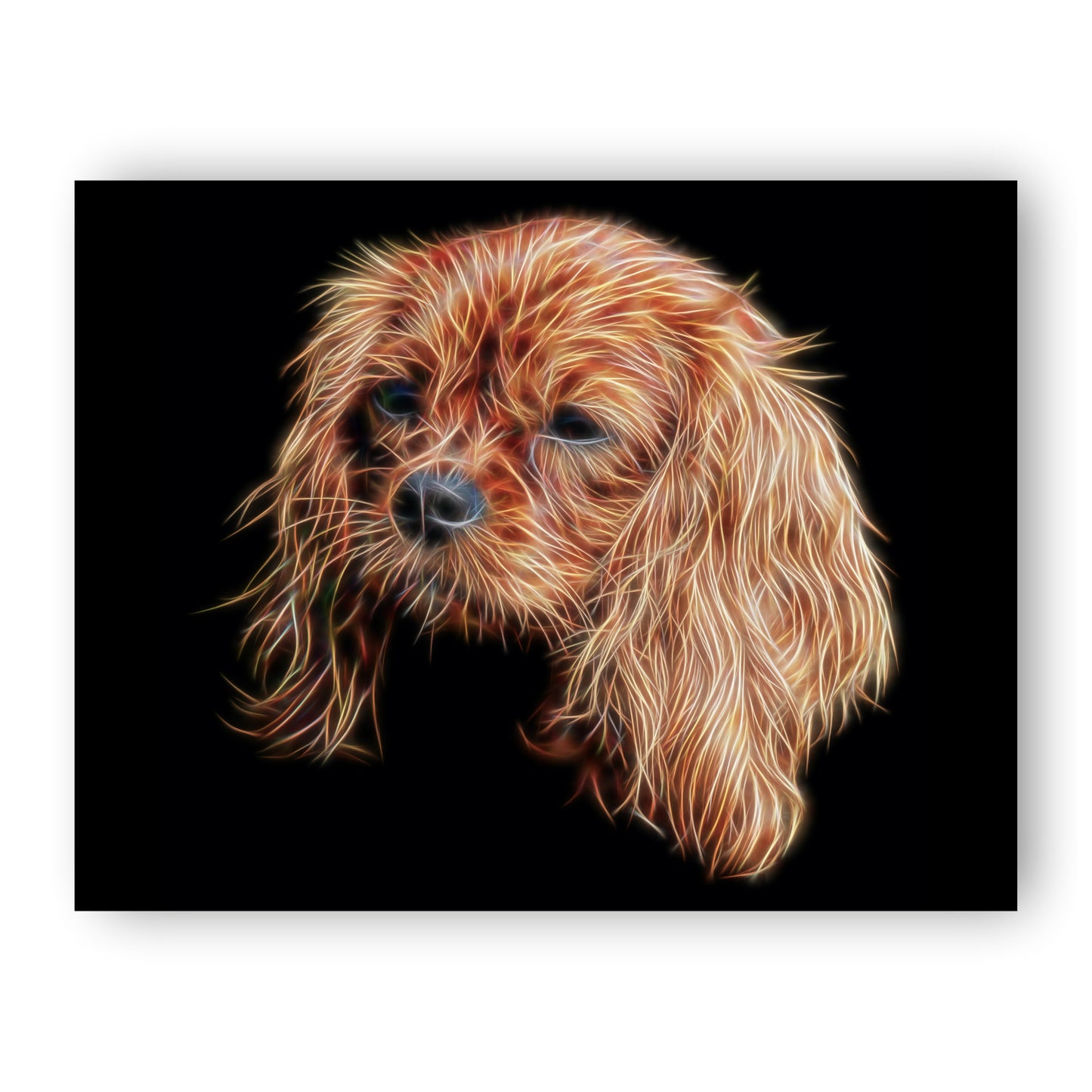 Ruby King Charles Spaniel Print with Stunning Fractal Art Design. Various Sizes Available
