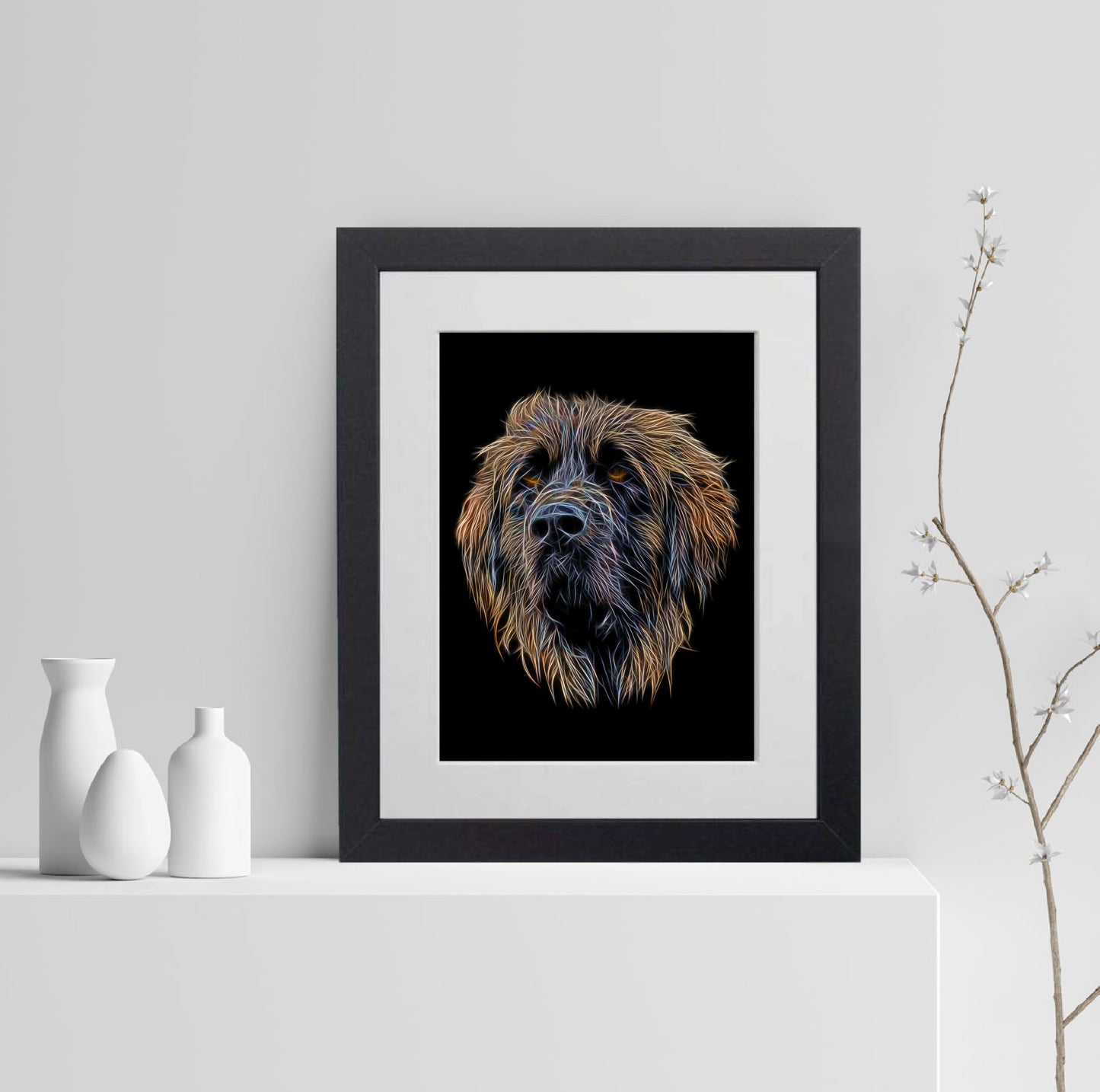 Leonberger Print with Stunning Fractal Art Design. Various Sizes Available