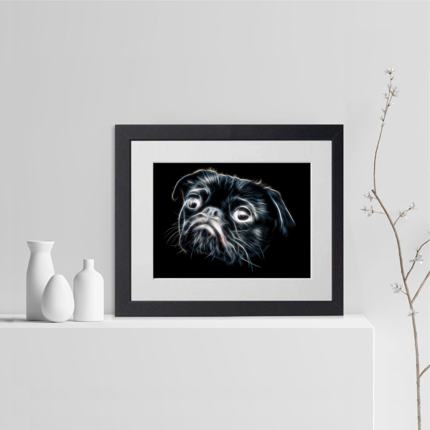 Pug Print with Stunning Fractal Art Design. Various Sizes Available