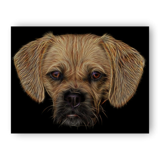 Fawn Puggle Print with Stunning Fractal Art Design. Various Sizes Available