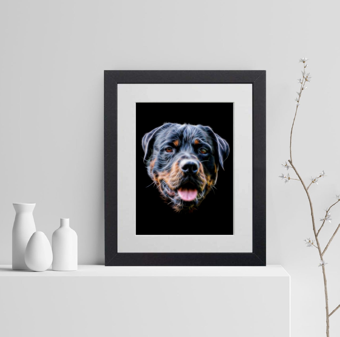 Rottweiler Print with Stunning Fractal Art Design. Various Sizes Available