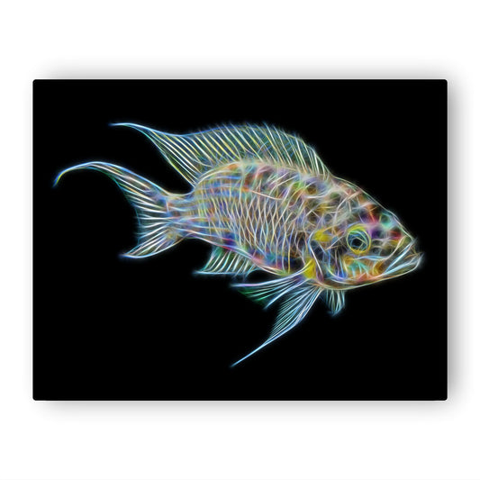 Fairy / Princess Cichlid Aluminium Metal Wall Plaque with Stunning Fractal Art Design. Neolamprologus Brichardi