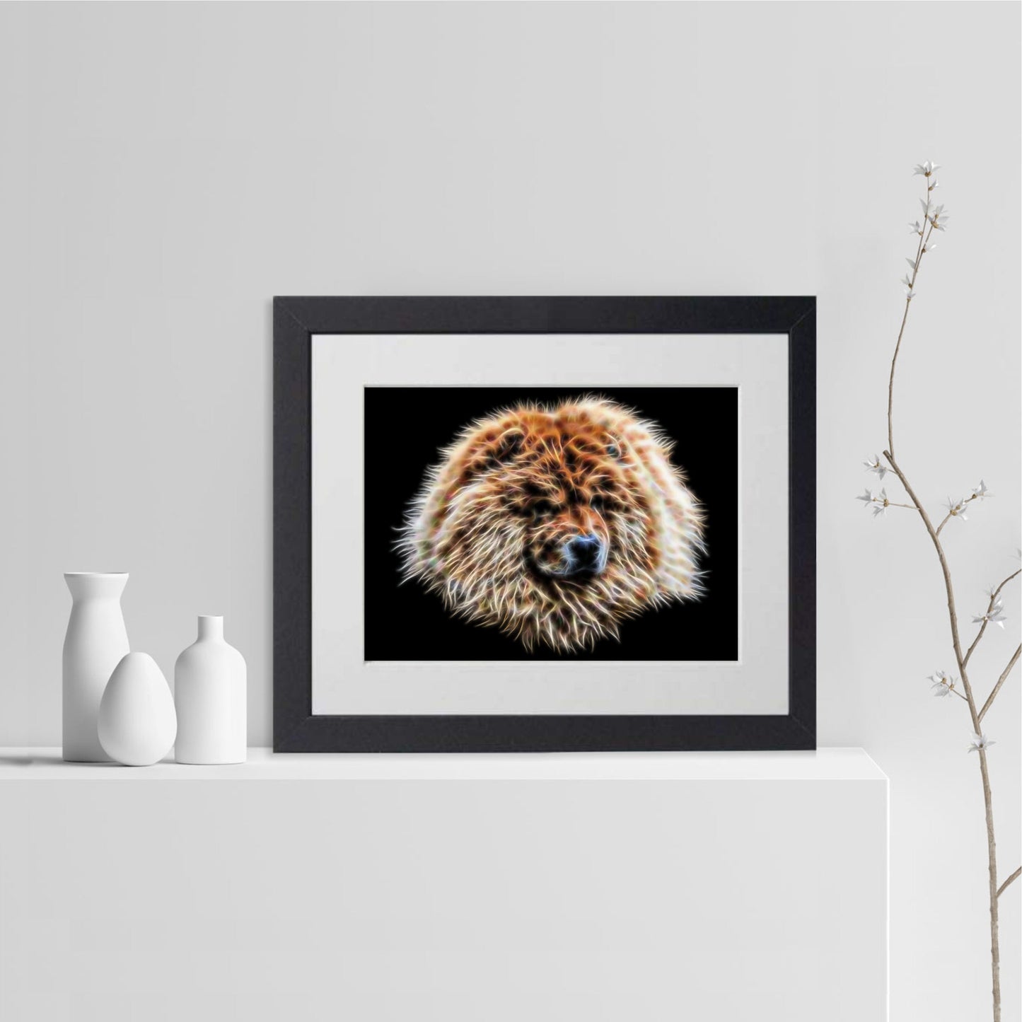 Fawn Chow Chow Print with Stunning Fractal Art Design. Various Sizes Available