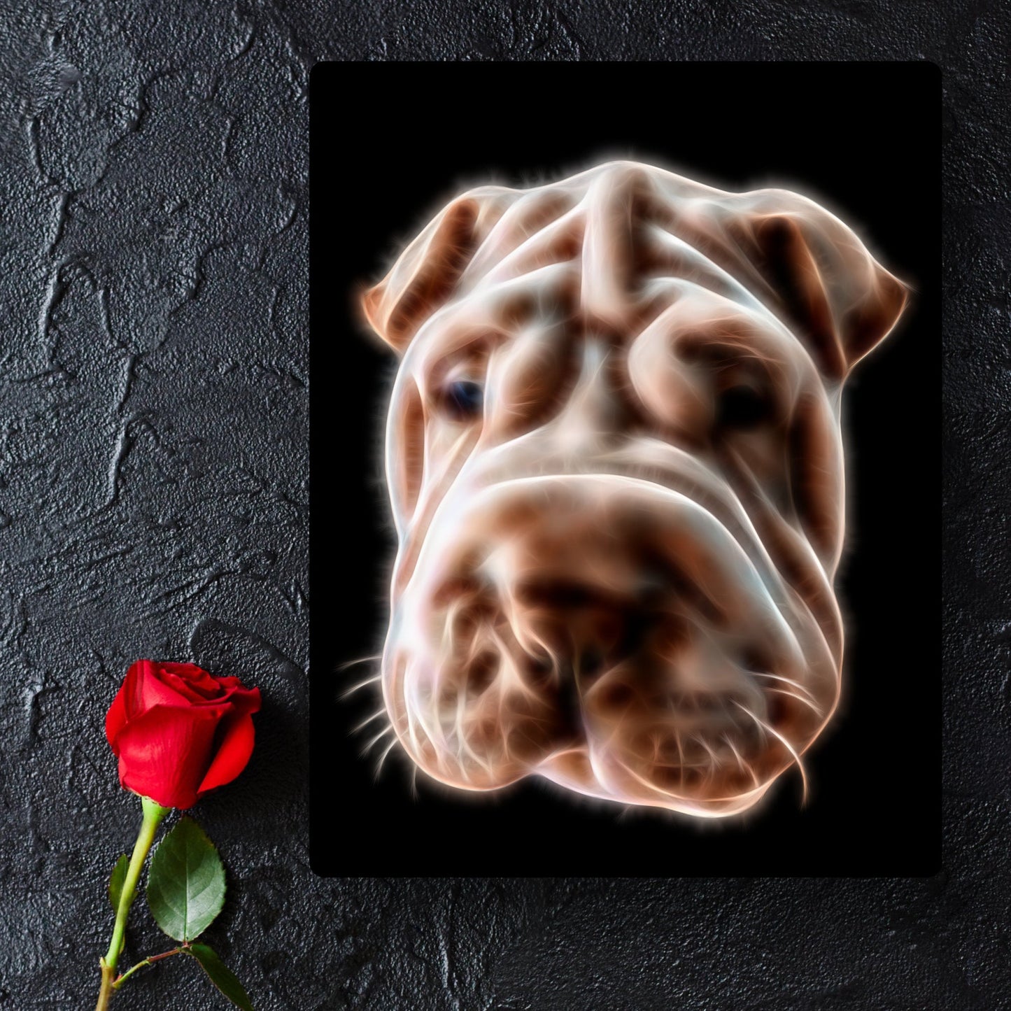 Shar Pei Metal Wall Plaque with Stunning Fractal Art Design. Also available as Mouse Pad,, Keychain, or Coaster.