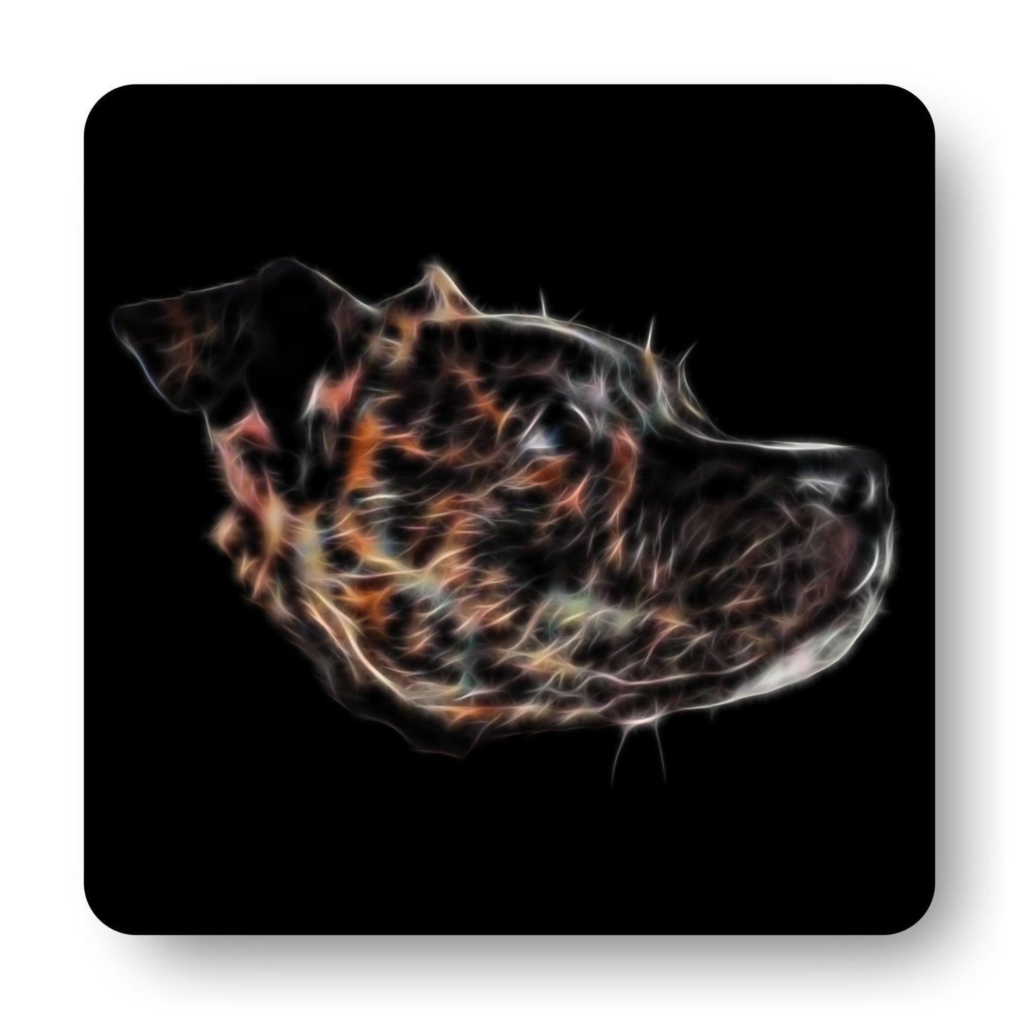 Brindle Staffordshire Bull Terrier Coasters, Set of 2, with Stunning Fractal Art Design. Perfect Dog Owner Gift.
